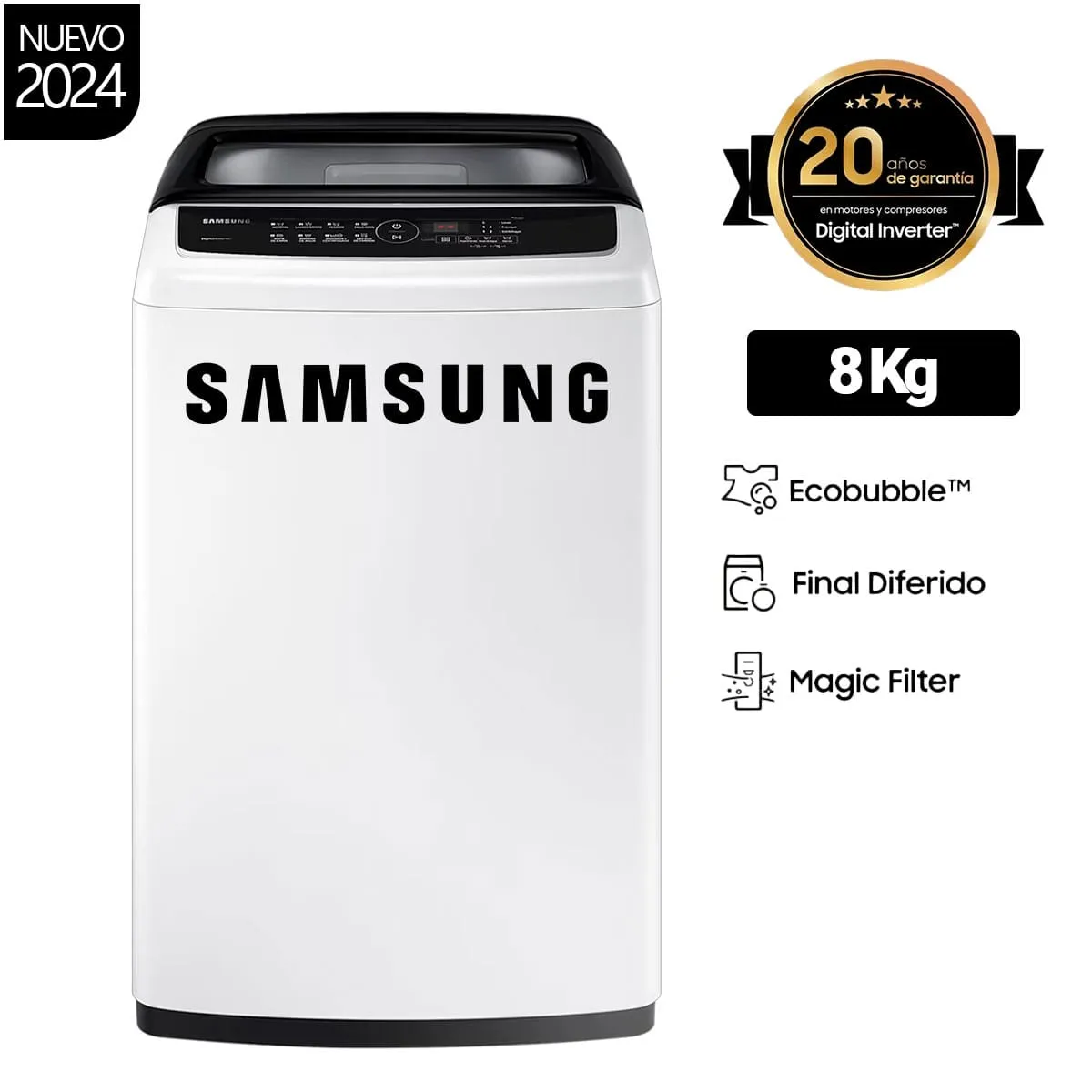 LAVADORA SAMSUNG 8KG MODELO WA80CG4240BWZS