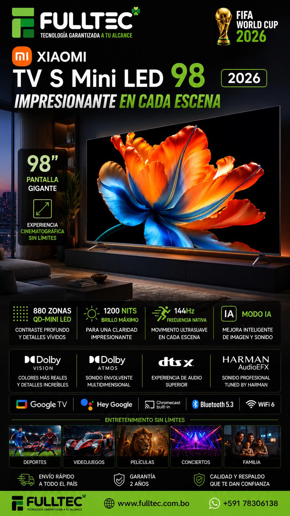 MINILED QLED S 98" XIAOMI 2026