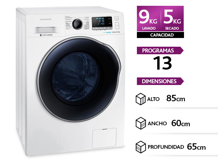 LAVADORA Y SECADORA SAMSUNG 9KG MODELO WD90J6410AW/ZS - Imagen 2